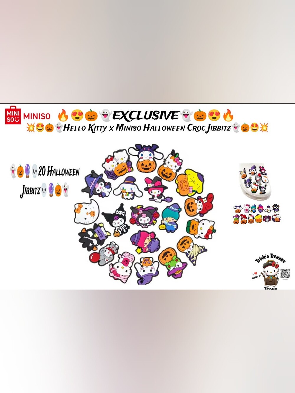 EXCLUSIVE - Hello Kitty x Miniso 20 Halloween Croc Jibbitz